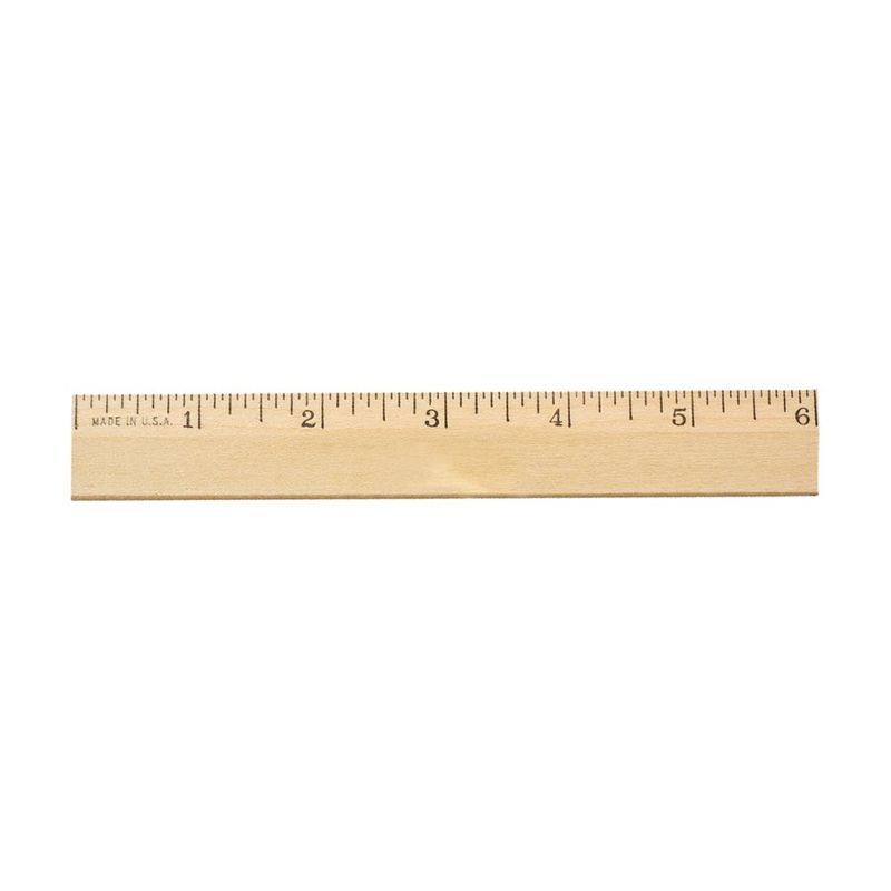 6 Inch Clear Lacquer Beveled Wood Ruler