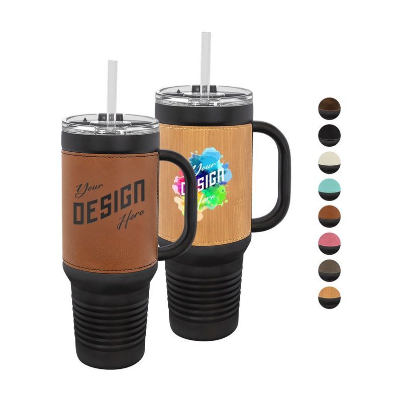 40 oz Leatherette Travel Mug with Handle