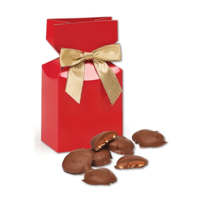 Caramel Pecan Clusters in Red Gift Box