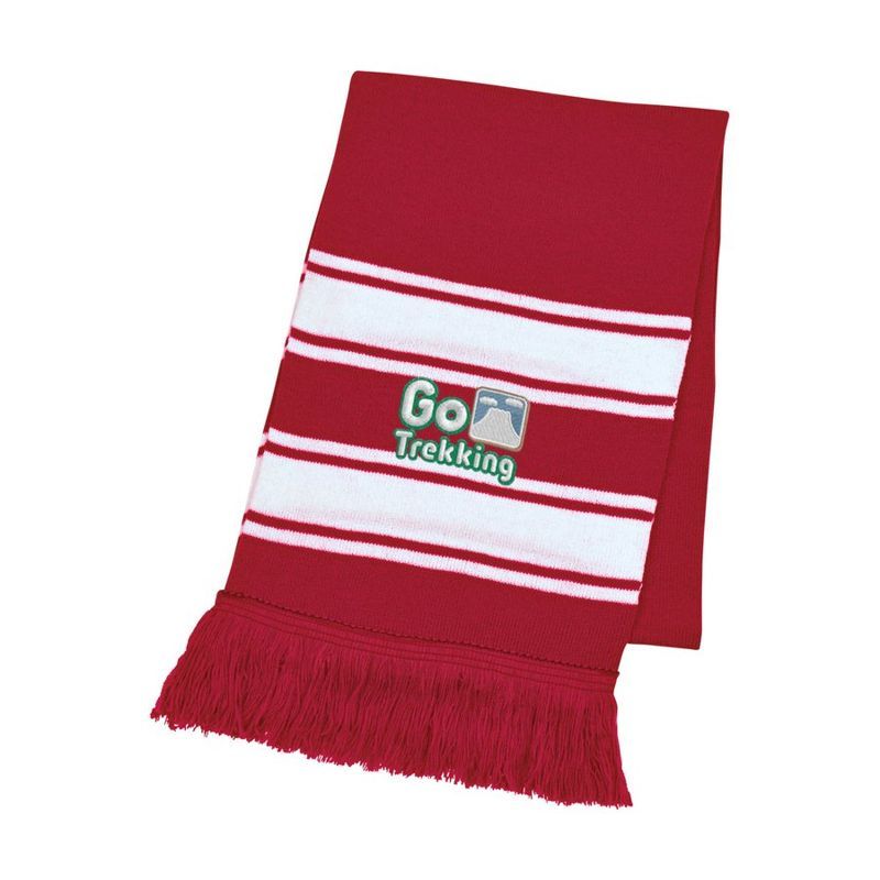 Two-Tone Knit Scarf with Fringe
