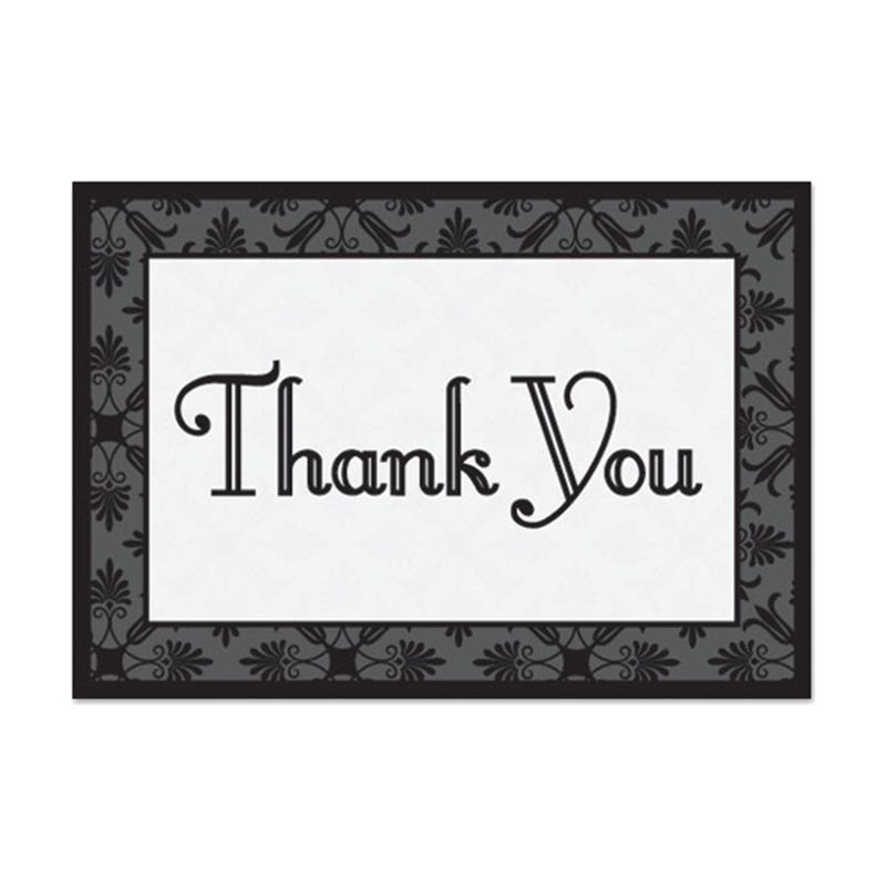 Black Damask Thank You Card