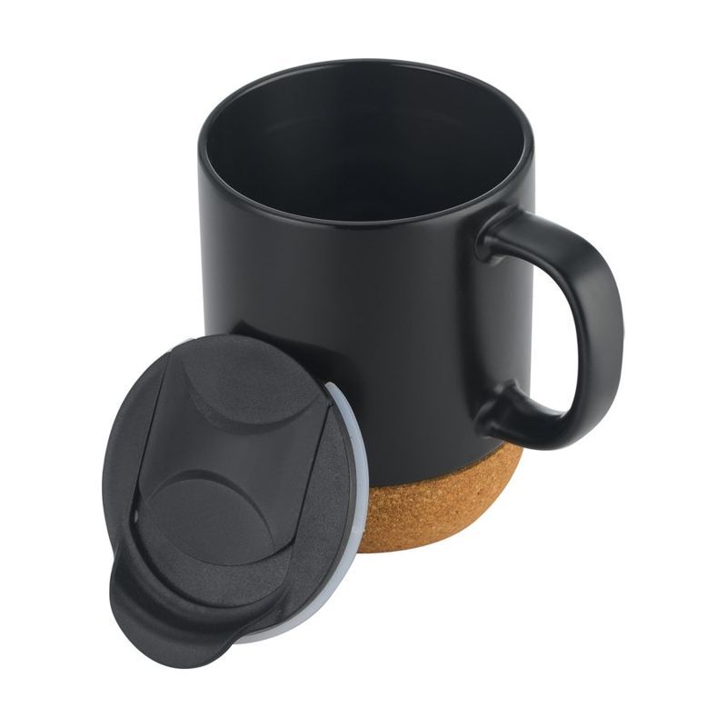 12 oz Cork Base Ceramic Mug with Lid