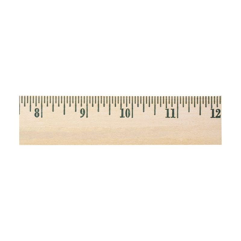 12 Inch Natural Finish Wood Ruler, English Scale