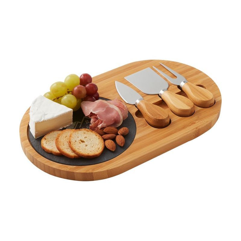 4-Piece Oval Slate Cheese Board Set