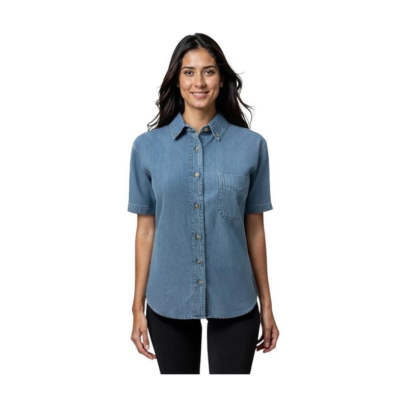 Ladies' Short Sleeve Cotton Denim Shirt