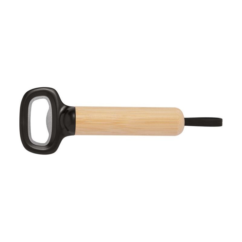 Bamboo Bottle Opener with Silicone Strap