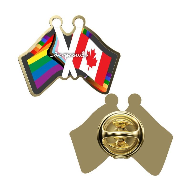 Double Flag Full Color Lapel Pin