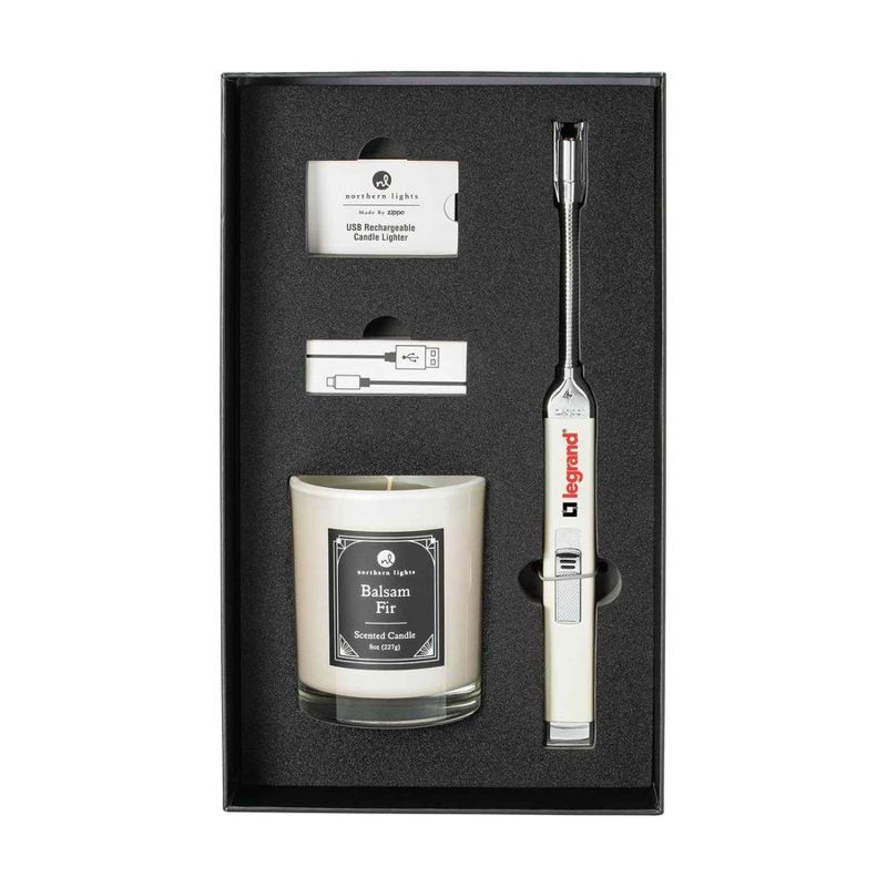 Zippo Champagne Lighter and Balsam Fir Candle Set