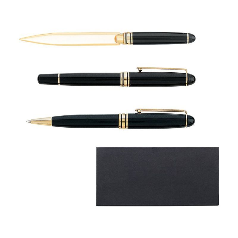 Danish Brass Letter Opener Triple Pen Gift Set