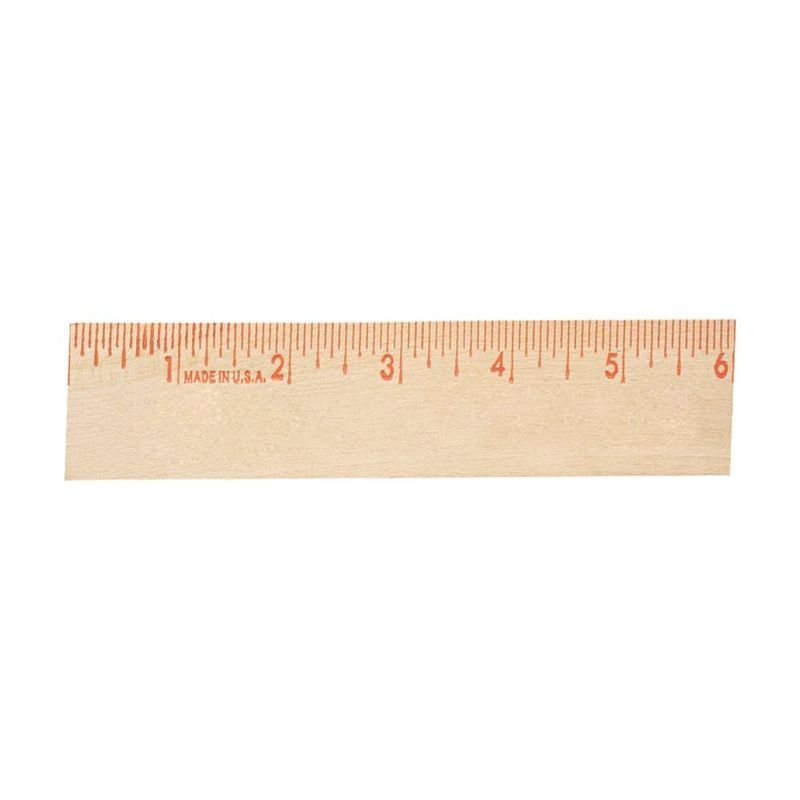 6 Inch Natural Finish Flat Wood Ruler