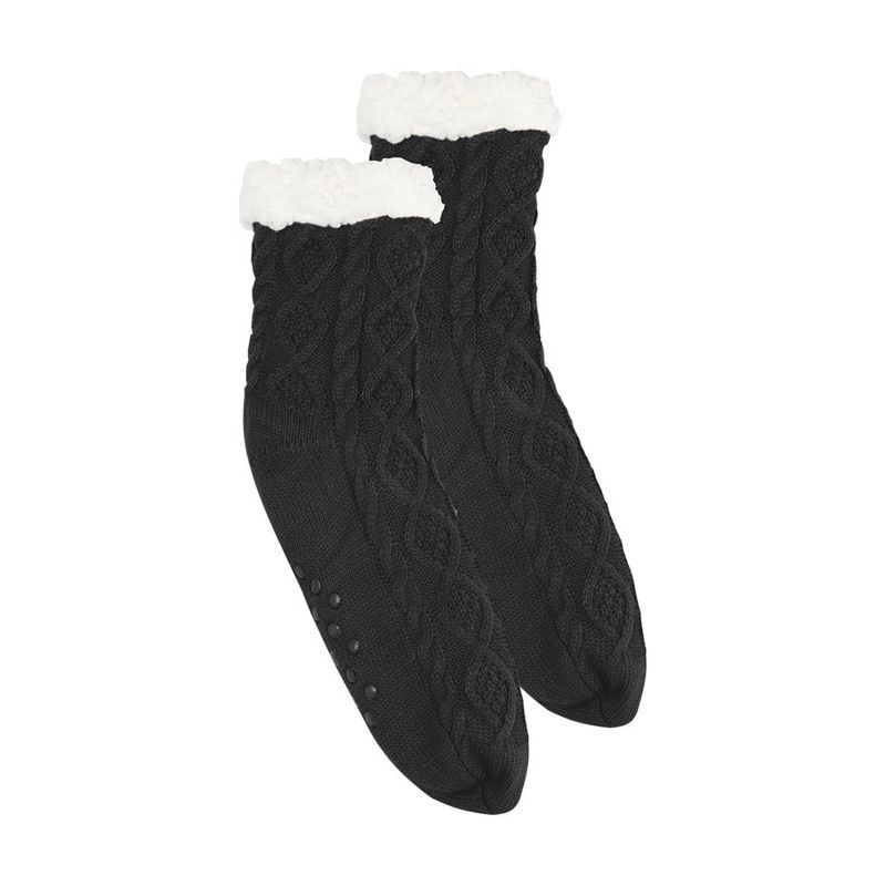 Cable Knit Sherpa-Lined Slipper Socks