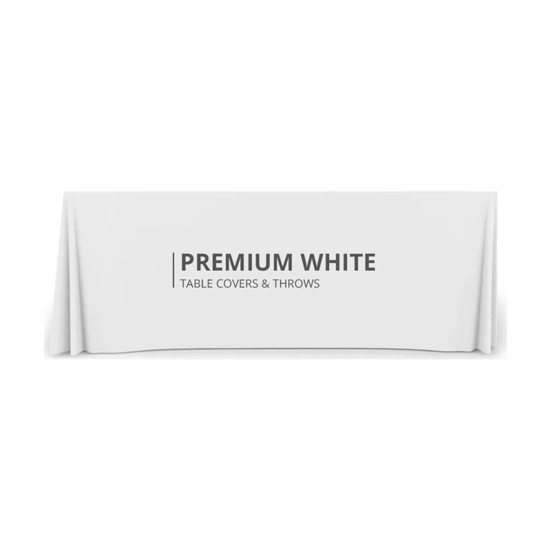 8 x 2.5 ft White 4-Sided Printed Table Cover