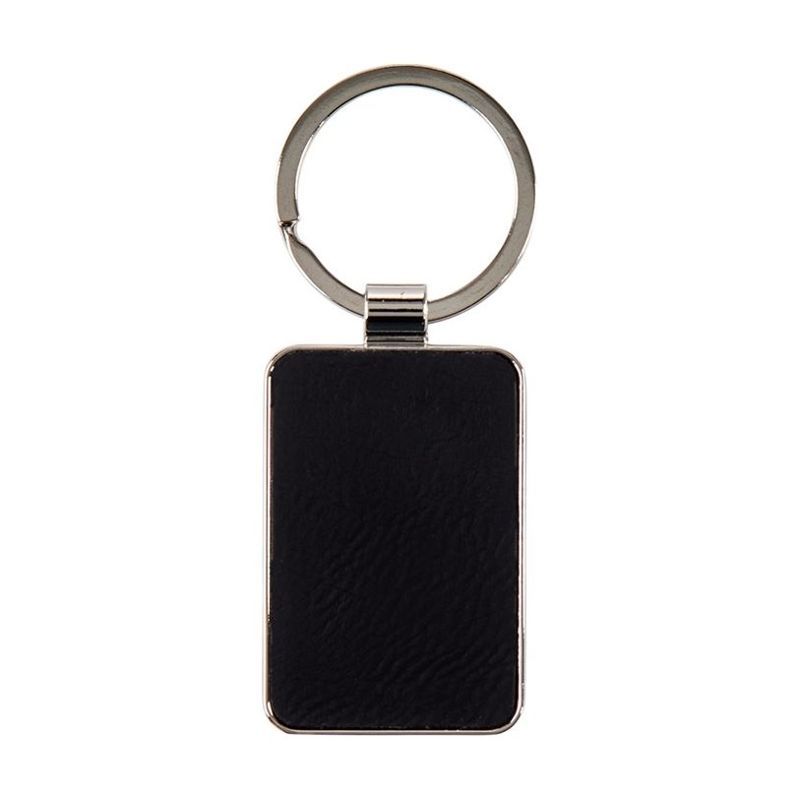 Chrome Keyring with Leatherette Plate