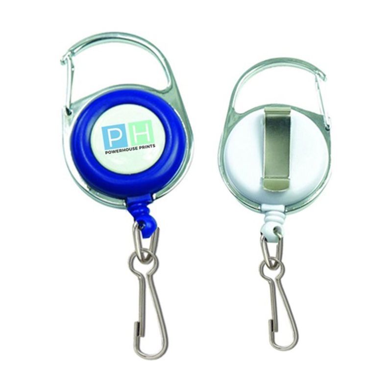 Retractable Carabiner Badge Reel with J-Hook and Belt Clip