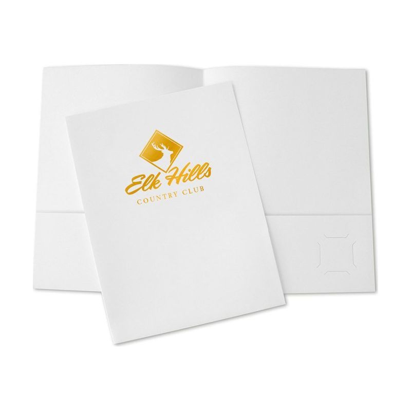 Foil-Stamped Presentation Folder, White Gloss