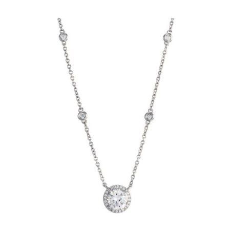 Sterling Silver Cubic Zirconia Halo by the Yard Necklace