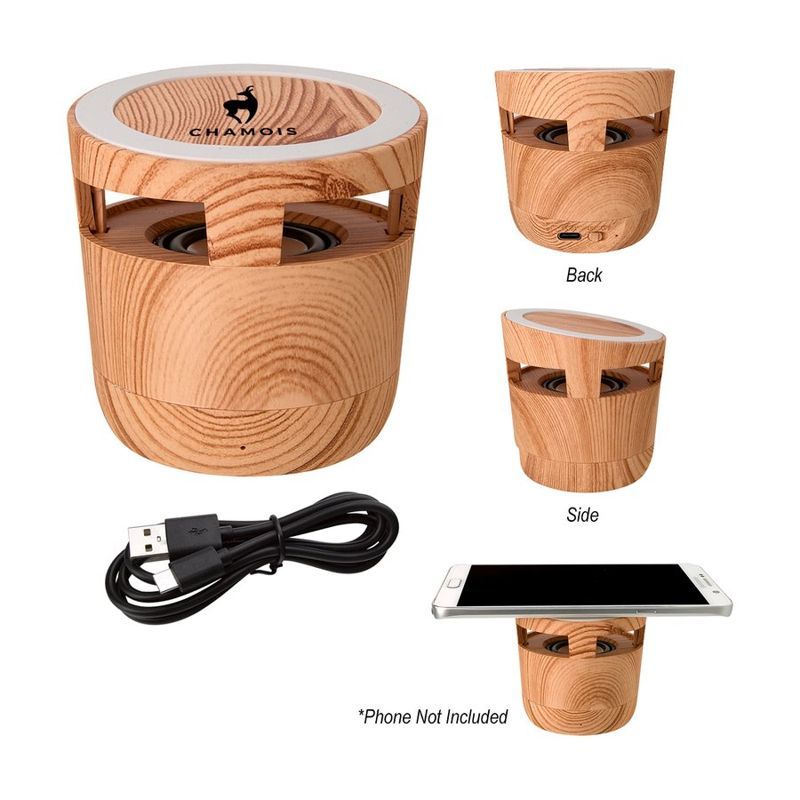 Woodgrain Wireless Charging Pad and Speaker