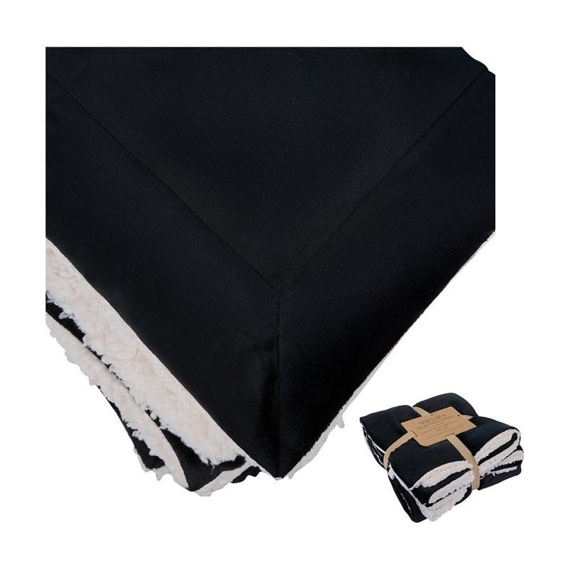 Micro Mink Sherpa Blanket with Ribbon Wrap