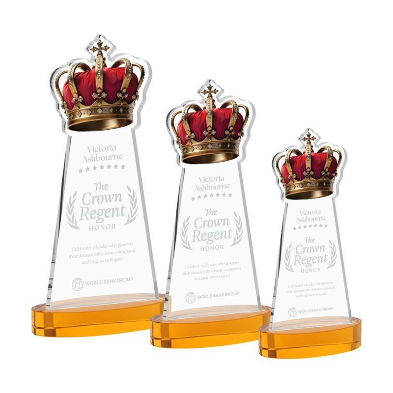 Crown Crystal Award on Alberton Base, Amber