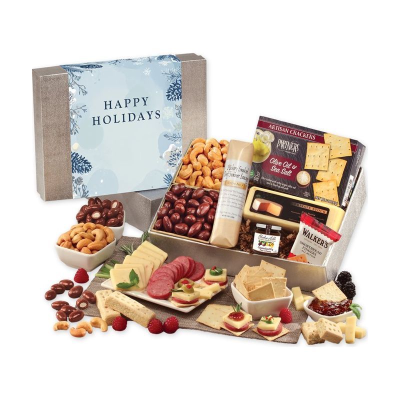 Shelf Stable Snacking Smorgasbord with Happy Holidays Sleeve