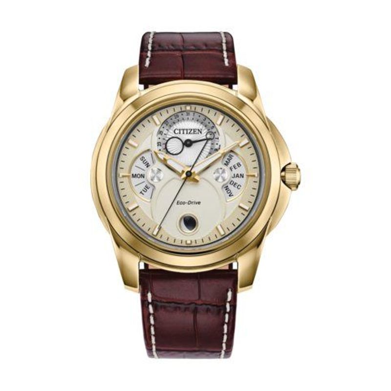 Citizen Men's Calendrier Brown Leather Strap Watch