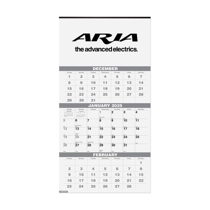 Three Months at a Glance Wall Calendar
