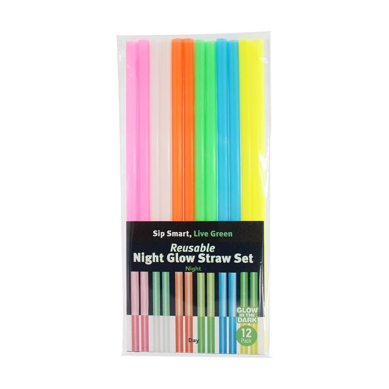Nite Glow Reusable Straws, 12 Pack