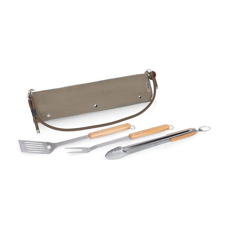 BBQ Roll Up 3-Piece Set With Beechwood Tools
