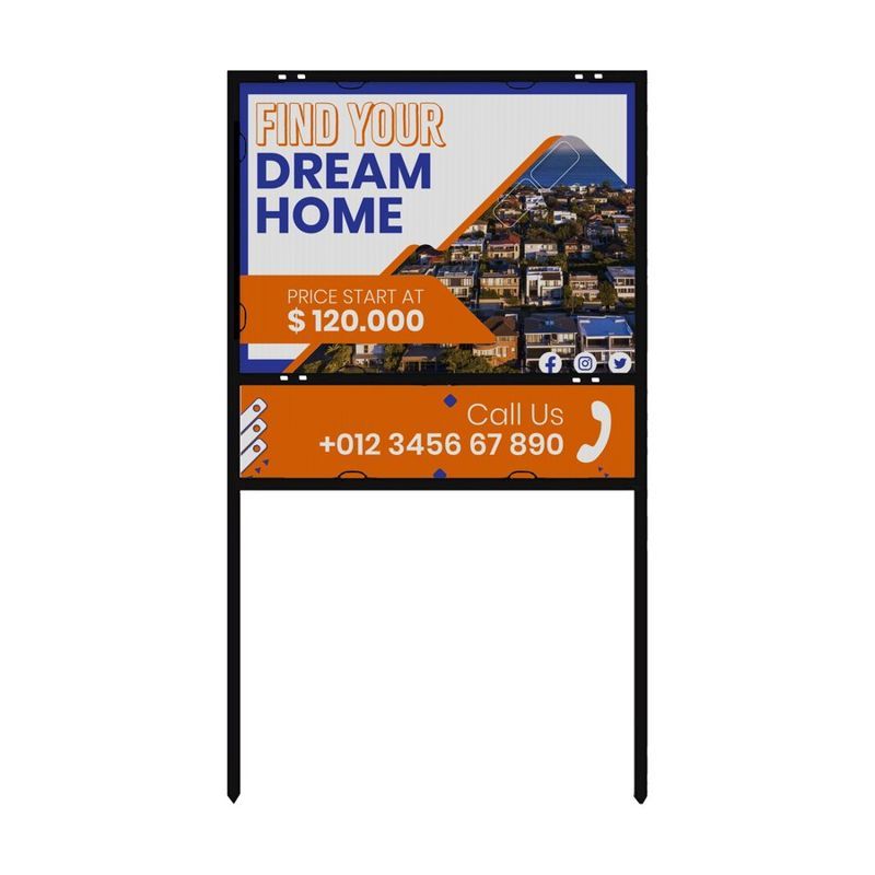 24" x 24" Real Estate Framed Sign Kit with Rider