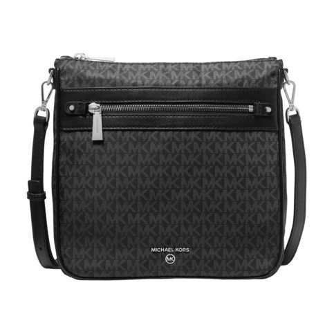 Michael Kors Jet Set Large Logo Print Woven Crossbody Bag