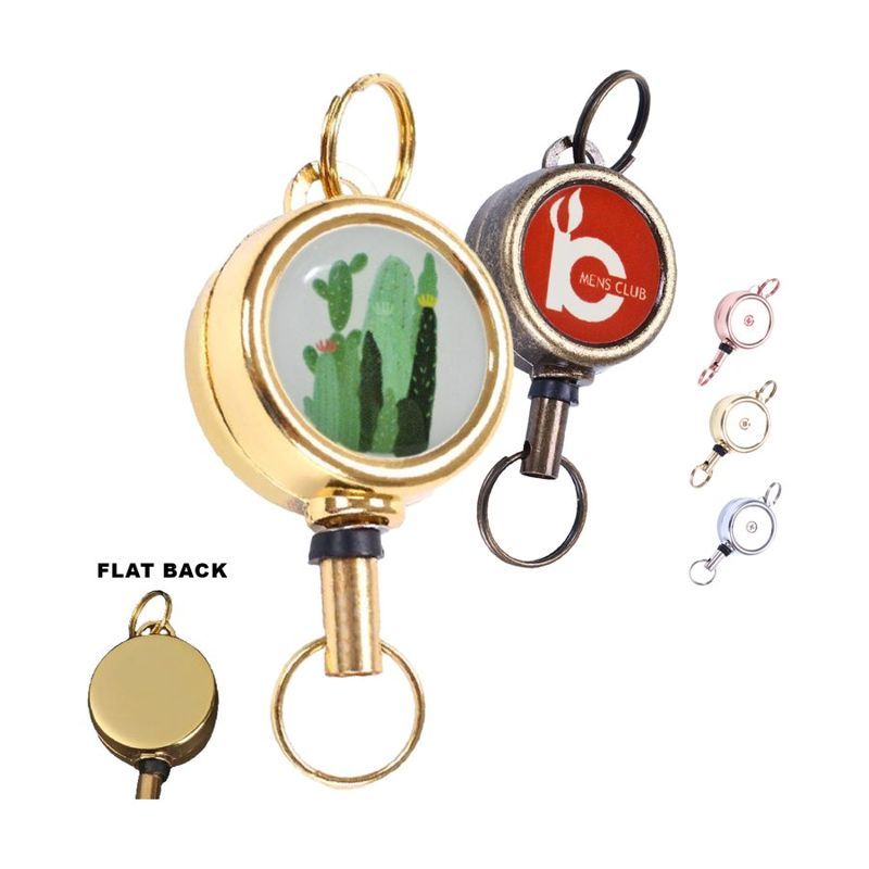 Zinc Alloy Round Badge Reel with Keyring