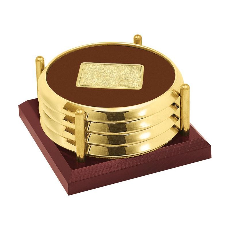 Four Coasters with Wood Tray