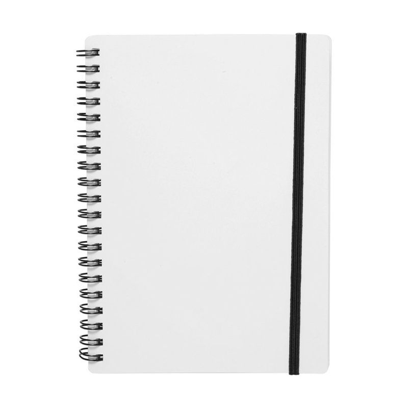 White Spiral Notebook with Elastic Band
