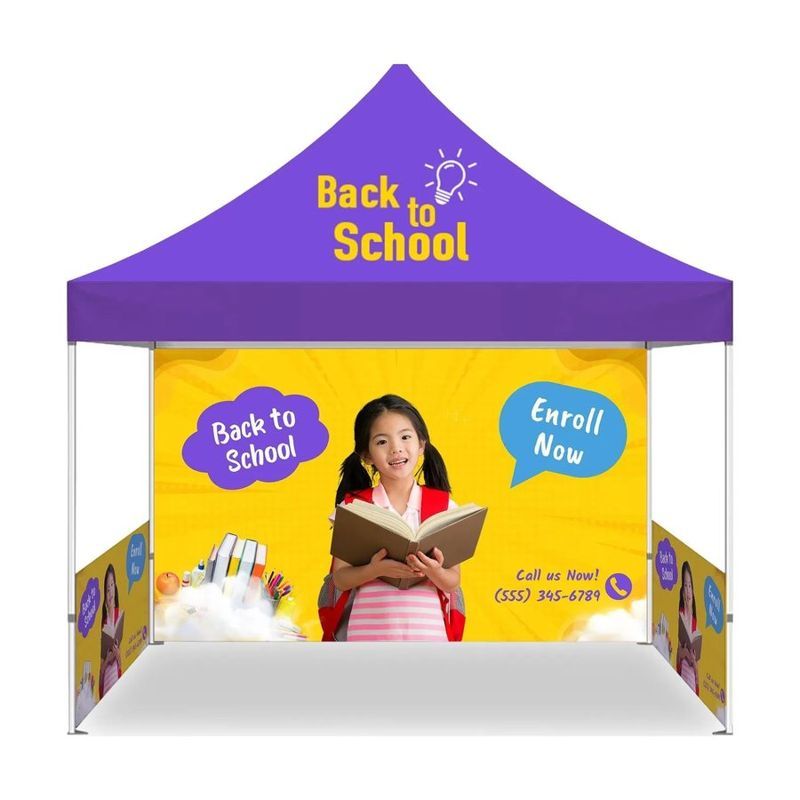 10 ft Canopy Tent with Half Back Wall and Rail