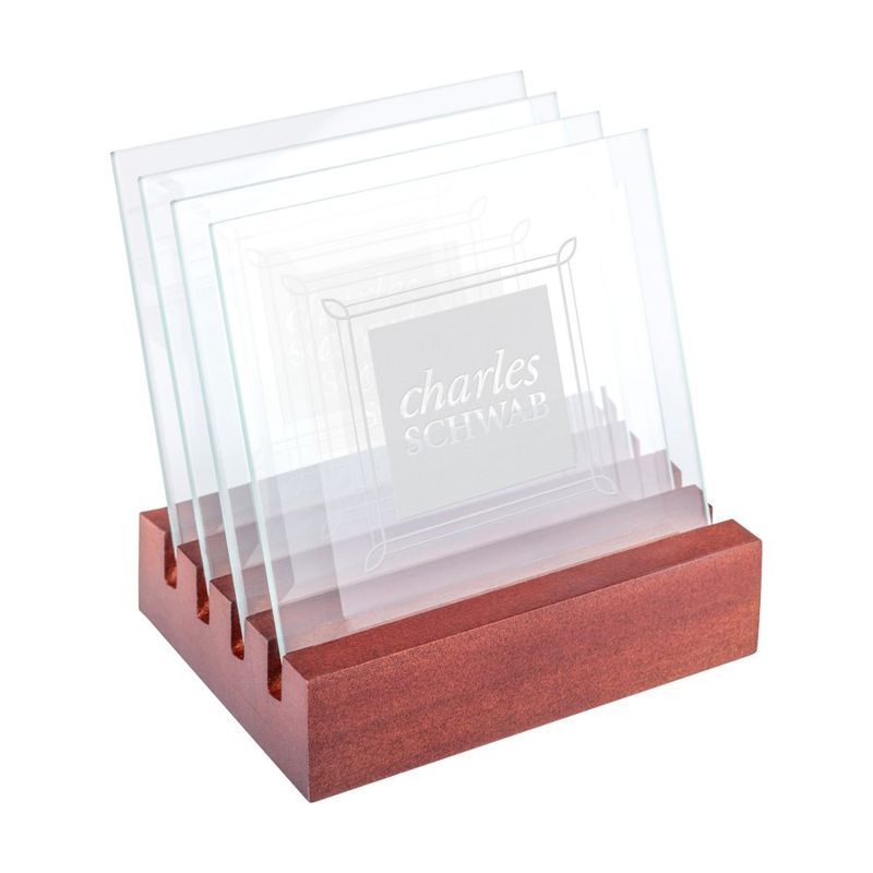 Talbot Glass Coasters Set of 4, Rosewood Base