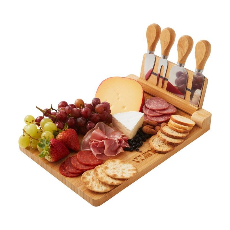 5-Piece Magnetic Bamboo Cheese Board Set