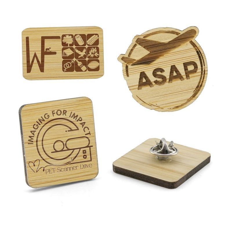 1" Engraved Bamboo Lapel Pin