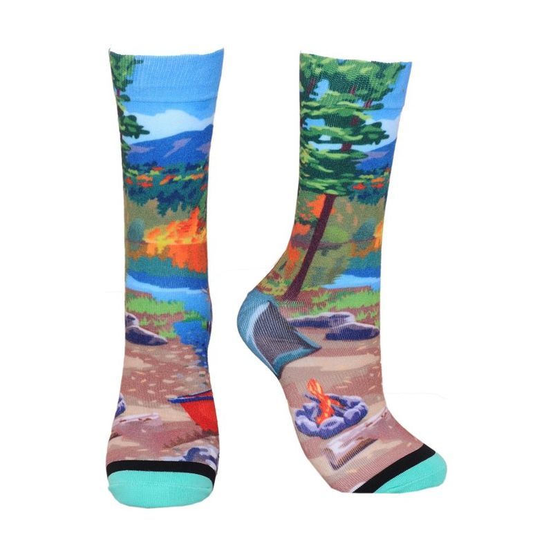 Crew Socks with 360 Digital Print and Colored Toe
