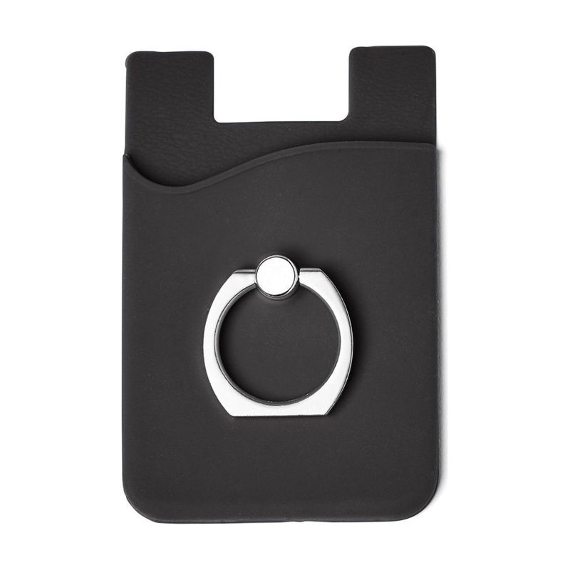 Silicone Card Holder with Metal Ring Phone Stand