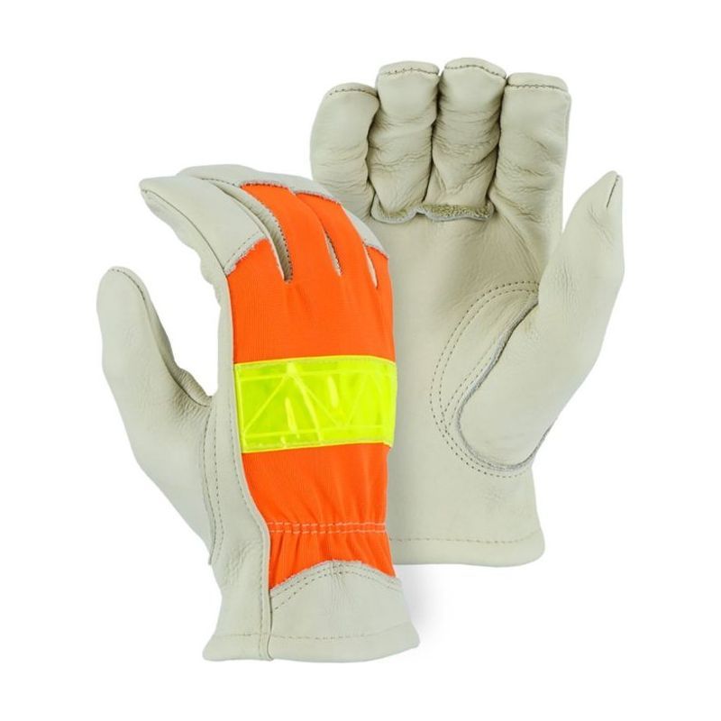 Cowhide Drivers Glove with Hi-Viz Back