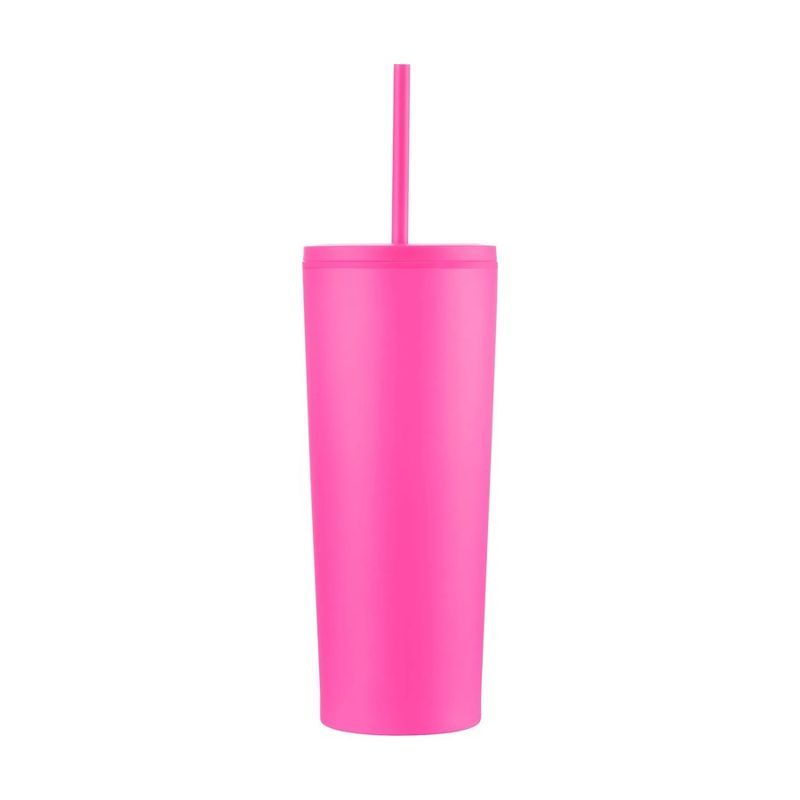 24 Oz Double Wall Travel Mug with Straw