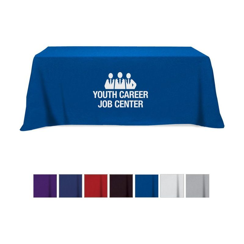 Flat Poly/Cotton 4-Sided Table Cover for 8 ft Tables