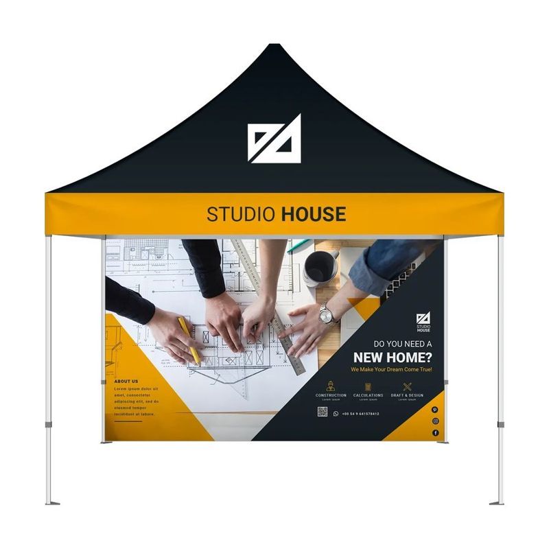 10 ft Steel Canopy Tent with Back Wall