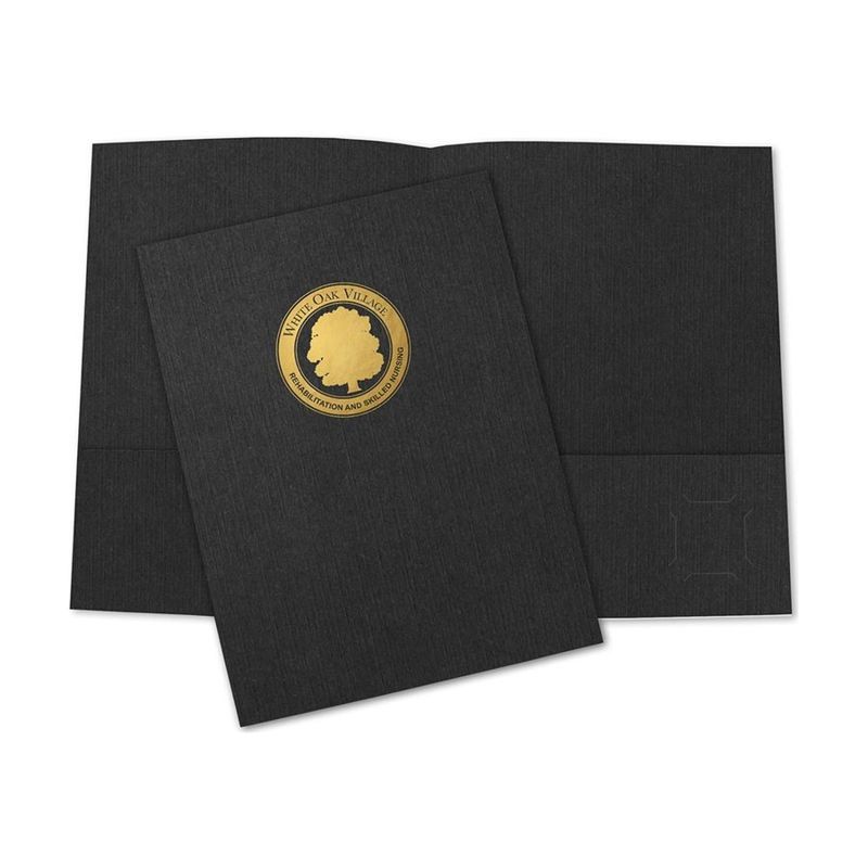 Small Quantity Pocket Folder, Designer Linen