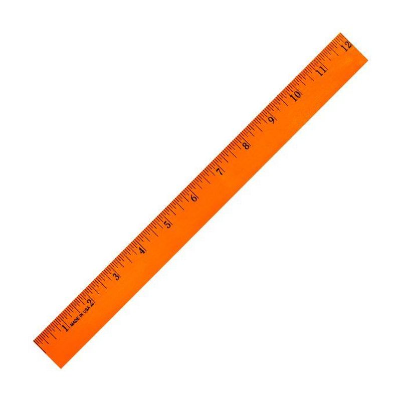 12 Inch Fluorescent Wood Ruler, English Scale