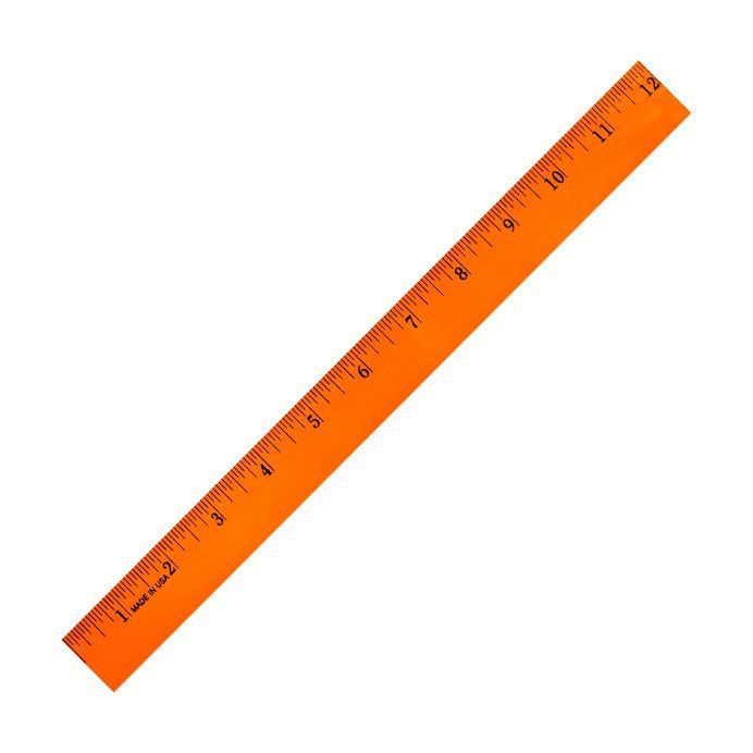 12 Inch Fluorescent Wood Ruler, English Scale