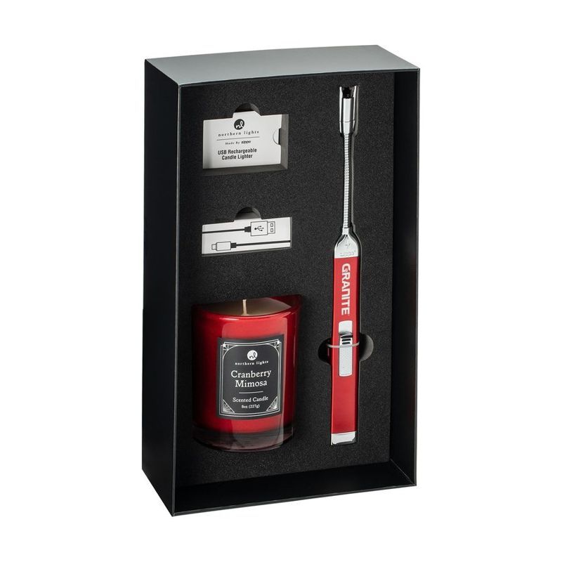 Zippo Candy Apple Lighter and Cranberry Mimosa Candle Set