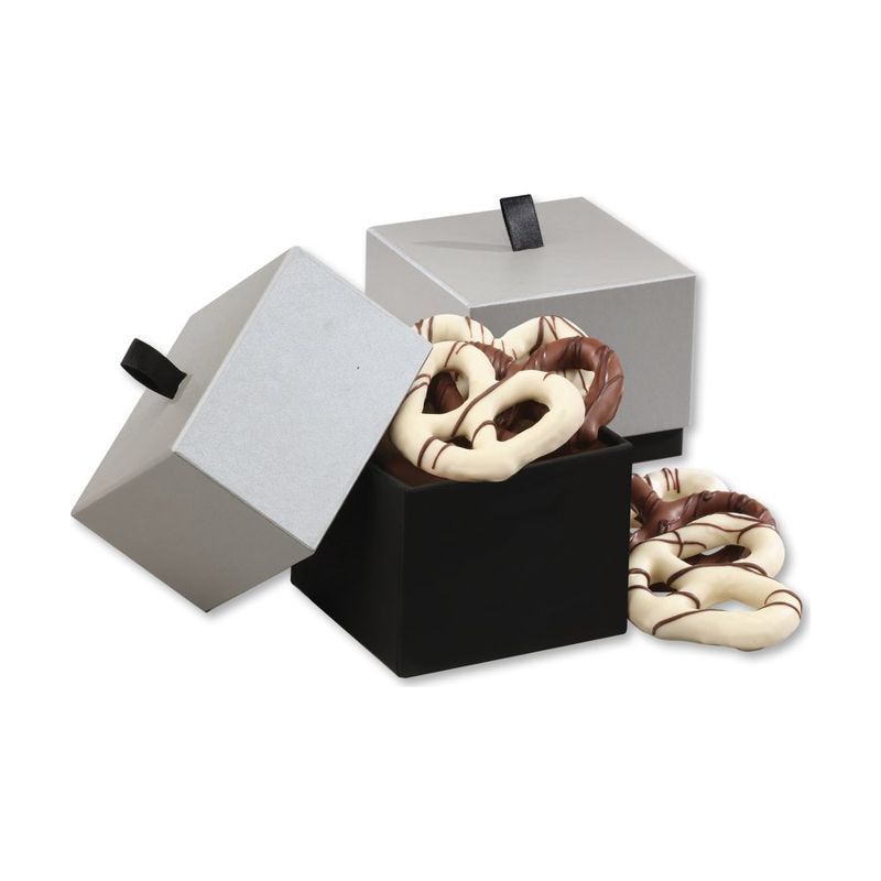 Chocolate Dipped Pretzels in Grosgrain Tab Box