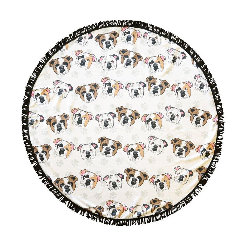 Round Microfiber Beach Towel with Fringe
