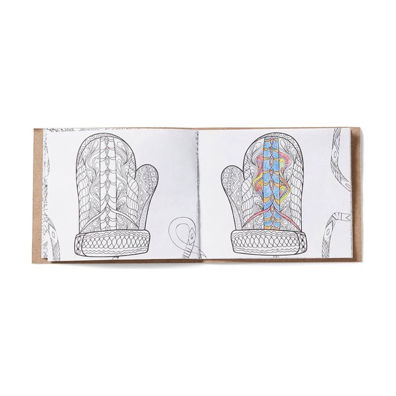 Holiday Theme Adult Coloring Book and 6-Color Pencil Set To-Go